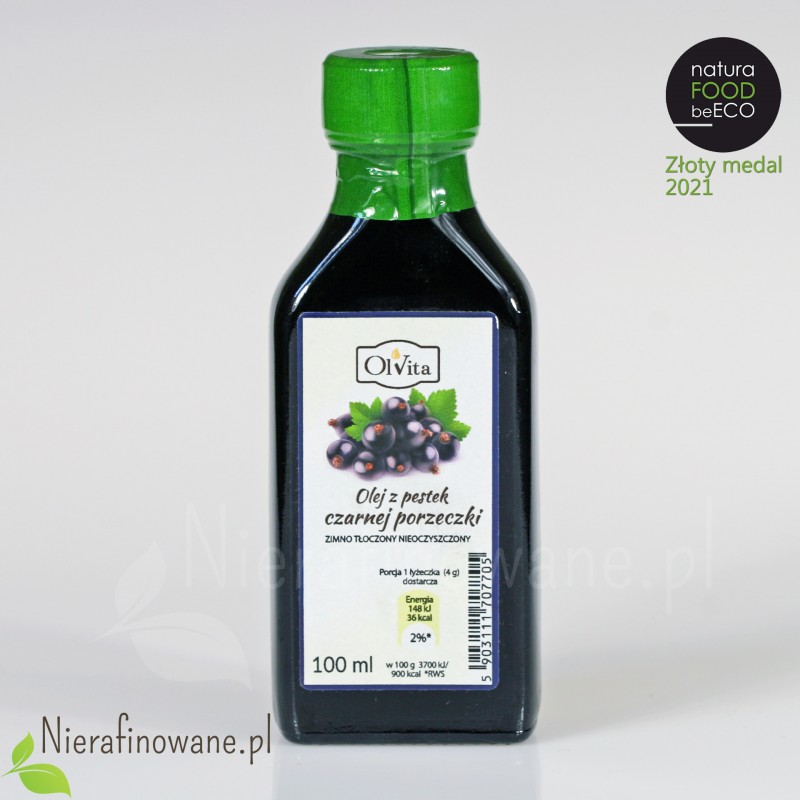 Olej z pestek Czarnej Porzeczki, zimnotłoczony, nieoczyszczony - Ol'Vita - 100 ml