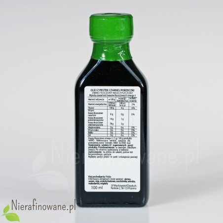 Olej z pestek Czarnej Porzeczki, zimnotłoczony, nieoczyszczony - Ol'Vita - 100 ml - wartości odżywcze