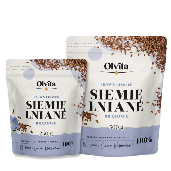 Siemię Lniane Brązowe, niemielone - całe ziarna - Ol'Vita