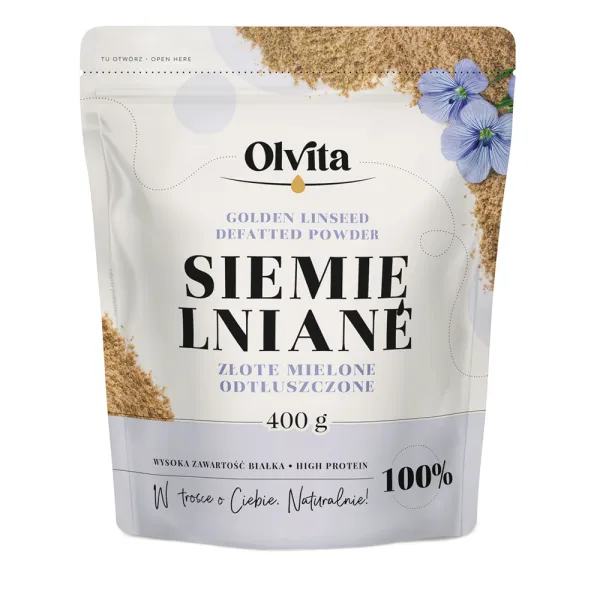 Siemię Lniane Złociste Odtłuszczone Mielone - Ol'Vita 200 i 400 g