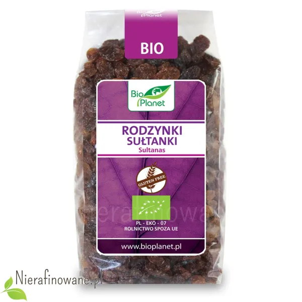 Rodzynki Sułtanki bezglutenowe, ekologiczne, Bio Planet