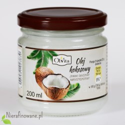 Olej kokosowy - zimno tłoczony, nieoczyszczony Ol'Vita 200 ml