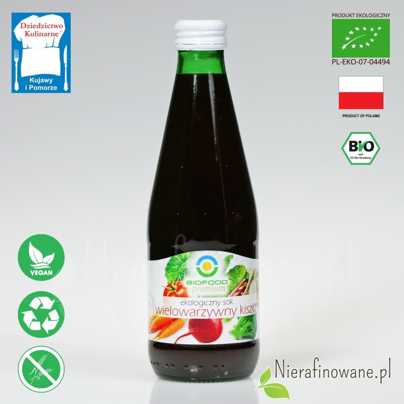 Sok Wielowarzywny Kiszony, ekologiczny, BioFood - 300 ml