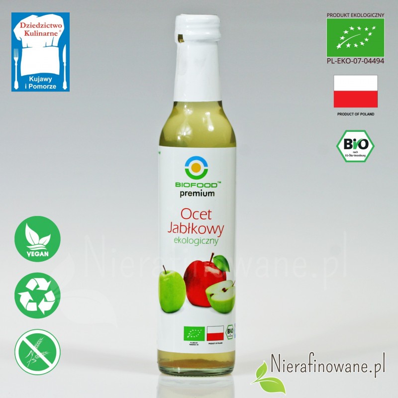Ocet Jabłkowy - ekologiczny, nieklarowany, BioFood - 250 ml