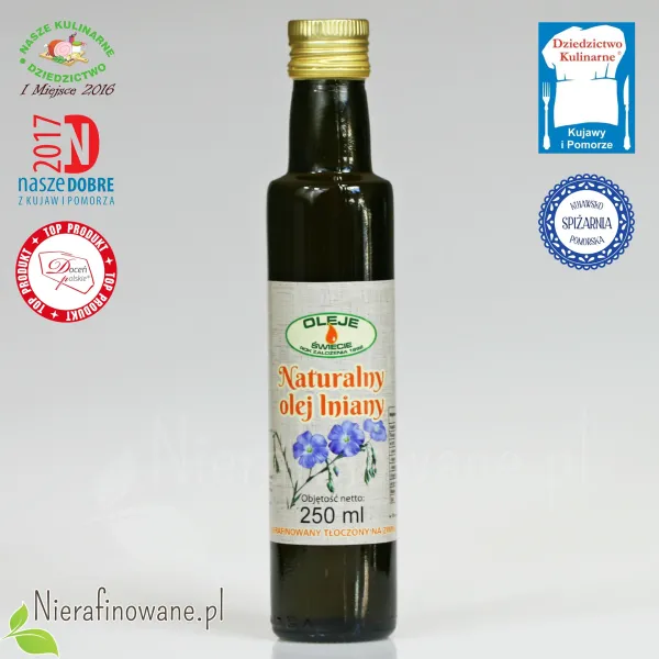 Olej lniany zimnotłoczony Oleje Świecie - 250 ml Olej lniany zimnotłoczony Oleje Świecie - 250 ml