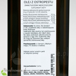 Olej z ostropestu - suplement diety Ol'Vita - etykieta, zalecenia
