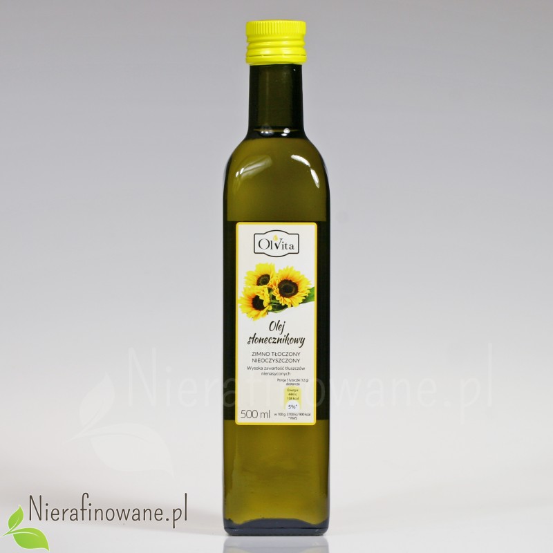 Olej słonecznikowy zimnotłoczony nieoczyszczony Ol'Vita - 500 ml