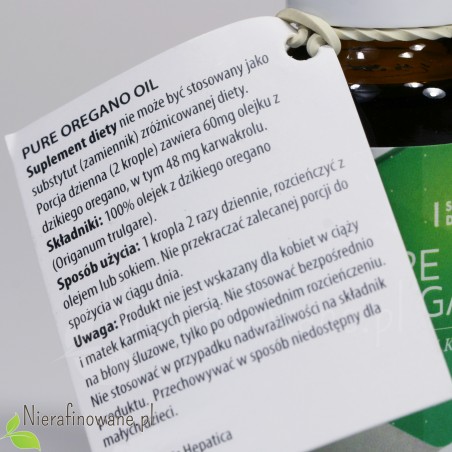 Olej z Oregano (origanum vulgare, dzikie oregano), 80% karwakolu - Hepatica - opis