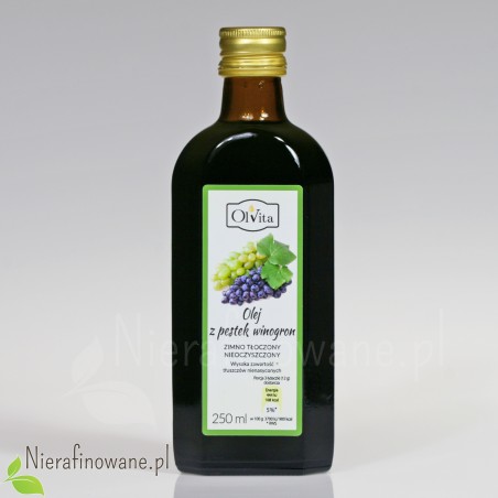 Olej z pestek winogron, zimnotłoczony, nierafinowany Ol'Vita - 250 ml